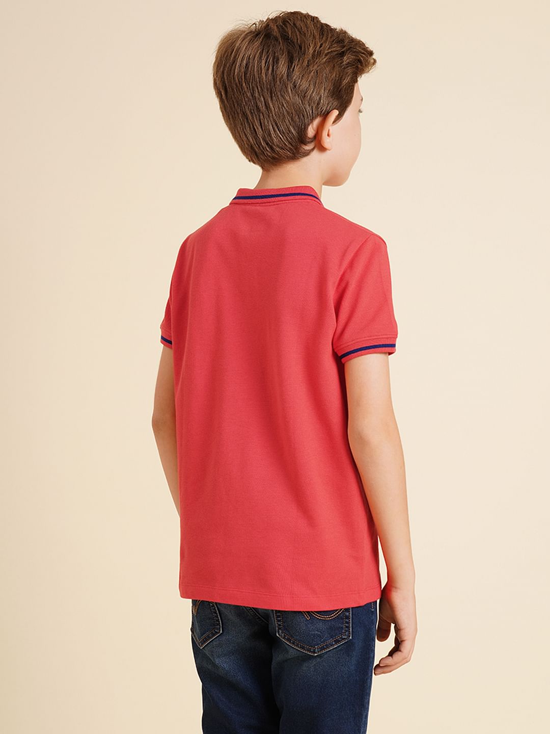 Boys Pink Pique Cotton Polo