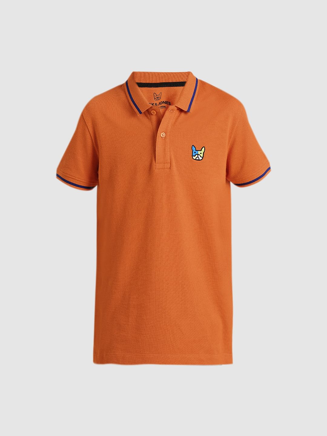 Boys Dark Orange Pique Cotton Polo