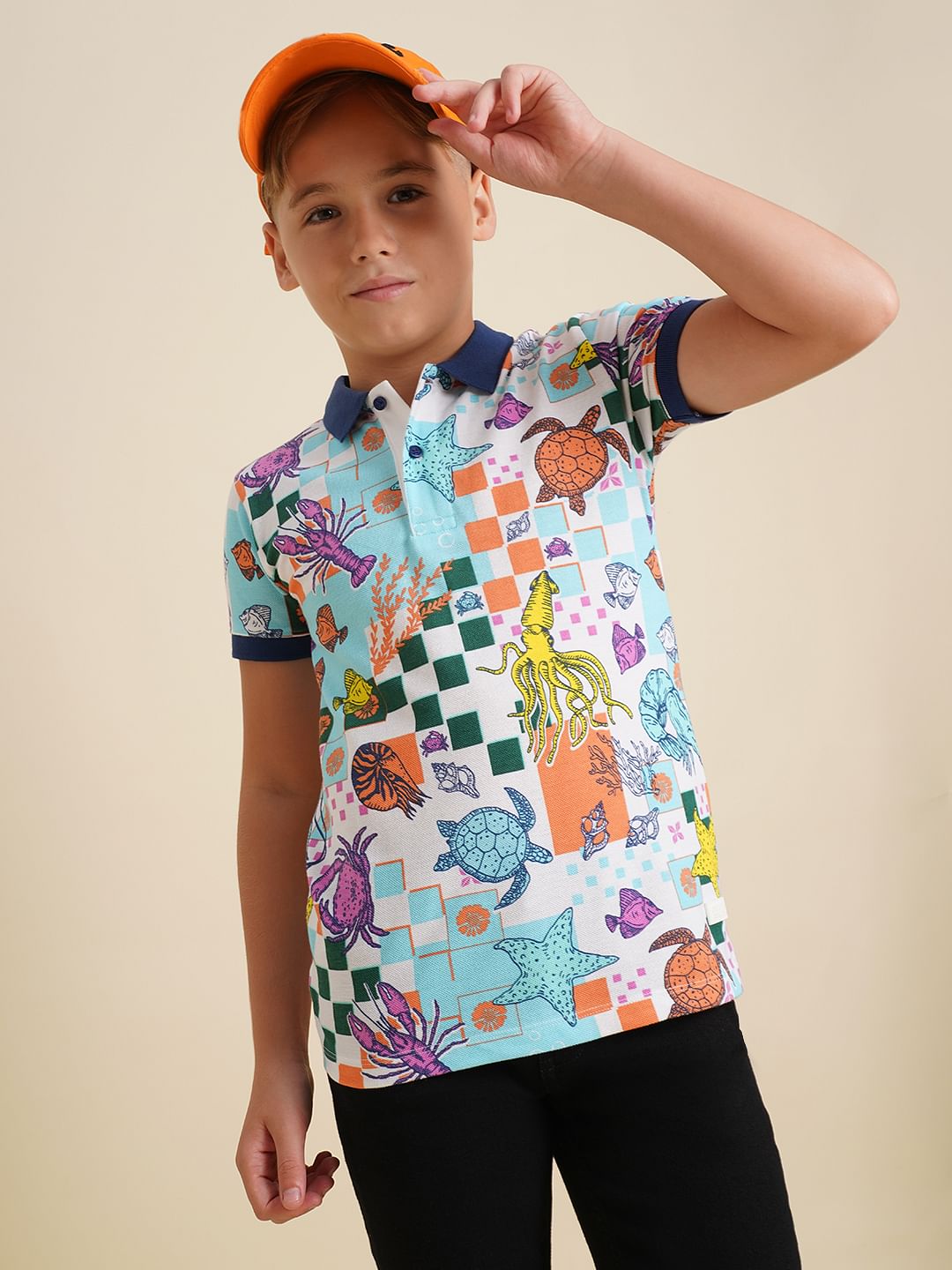 Boys Blue Underwater Print Polo