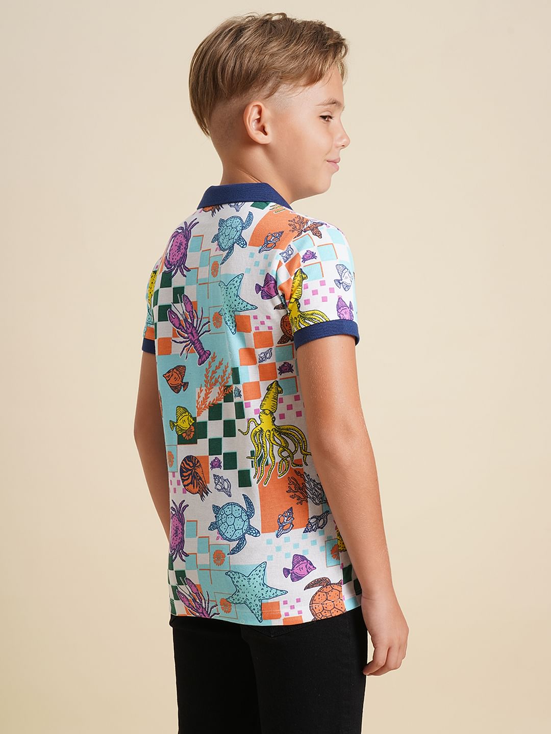 Boys Blue Underwater Print Polo