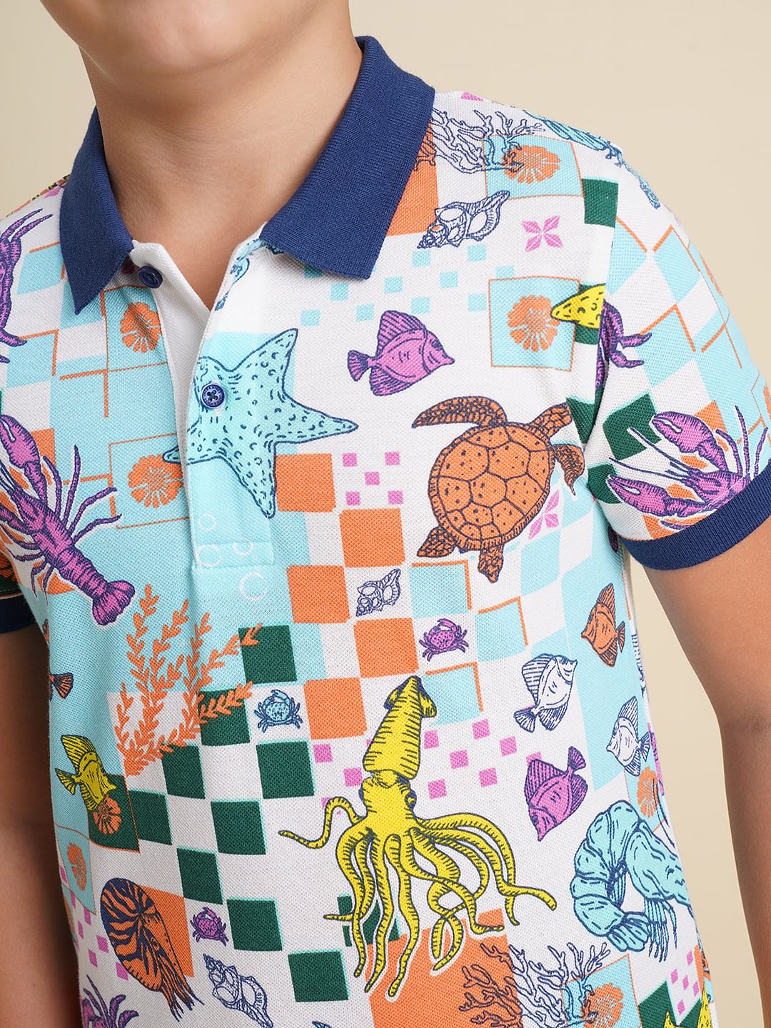 Boys Blue Underwater Print Polo