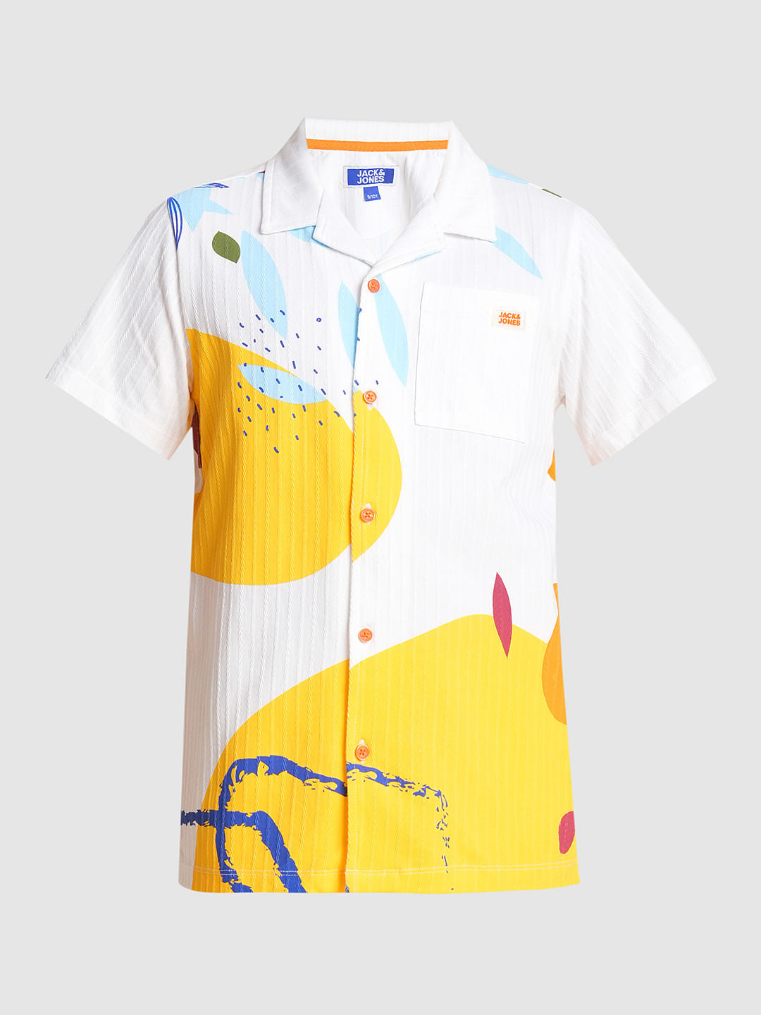 Boys White Printed Co-ord Set Shirt