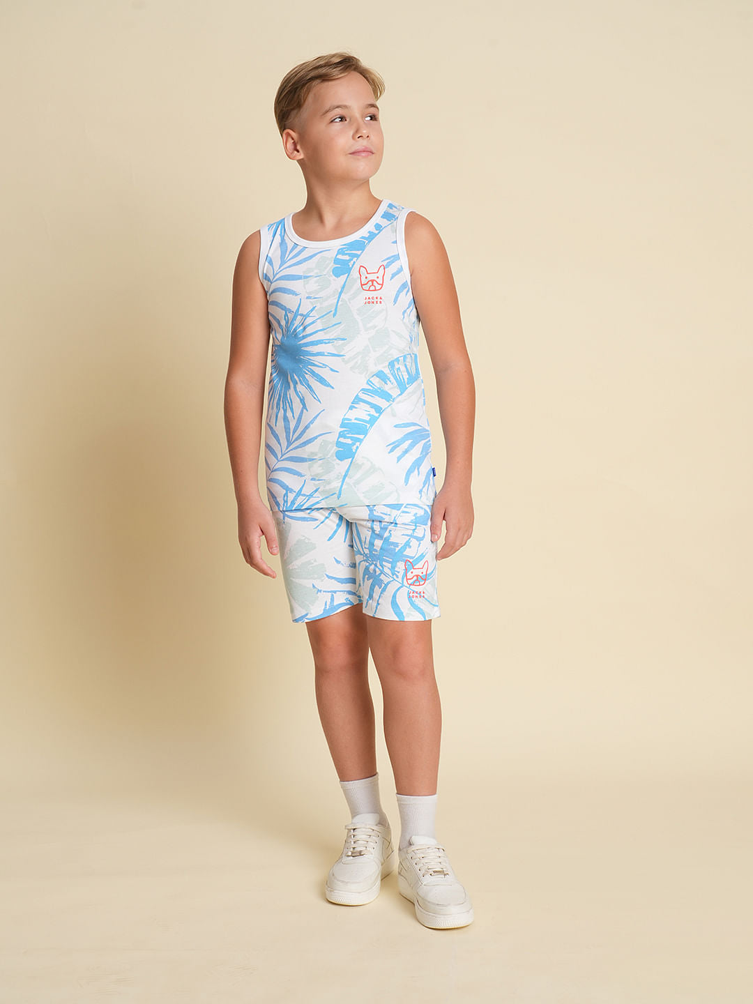 Boys Blue Tropical Print T-shirt