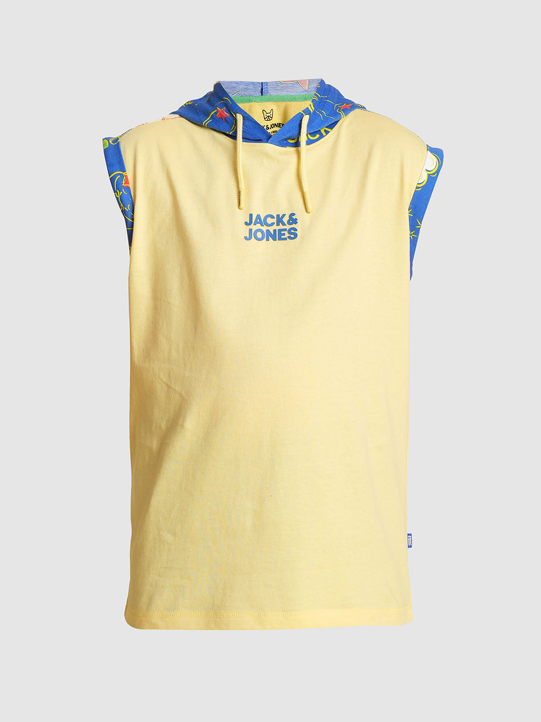 Boys Yellow Hooded Sleeveless T-shirt