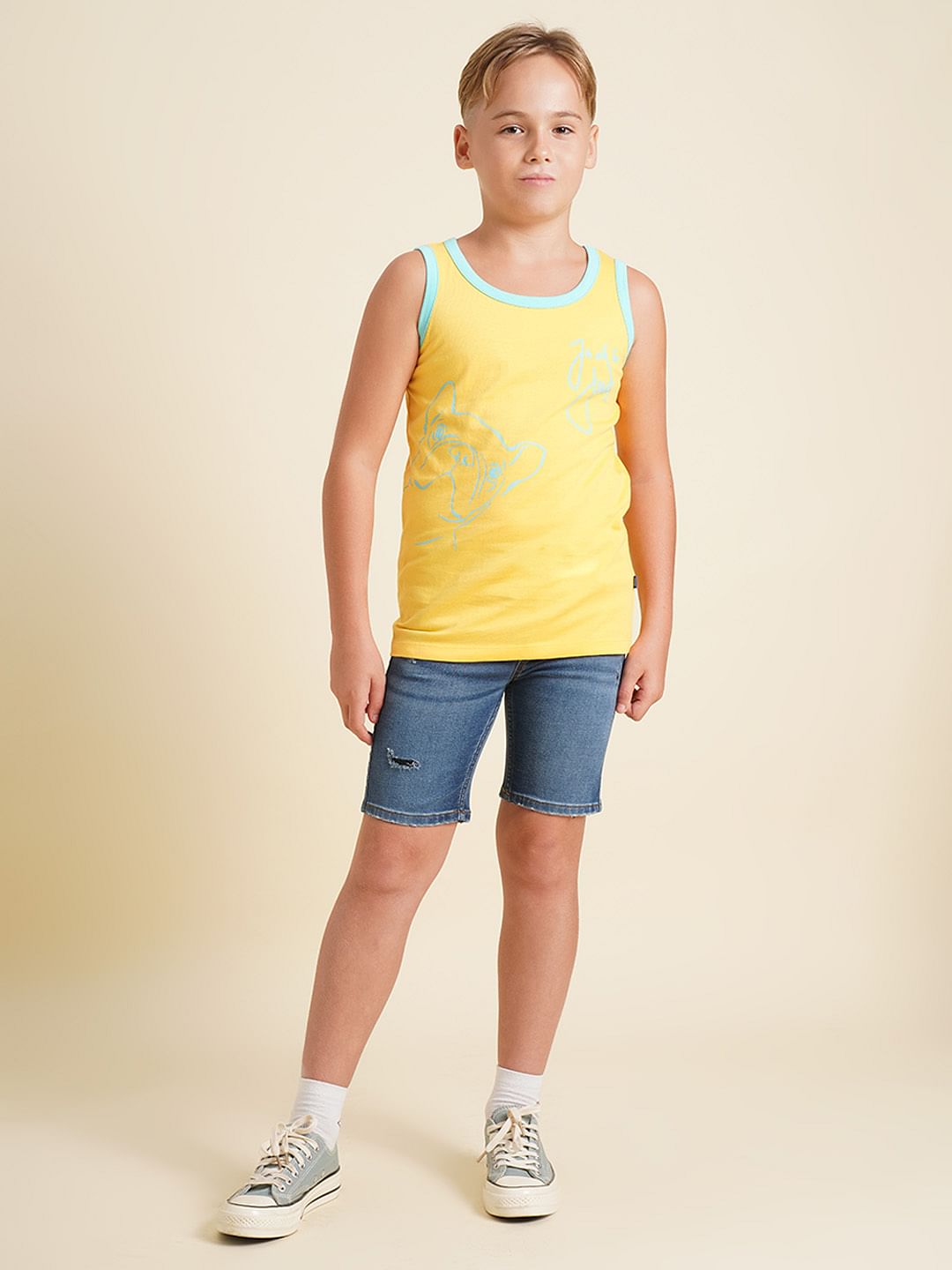 Boys Yellow Doggo Print T-shirt