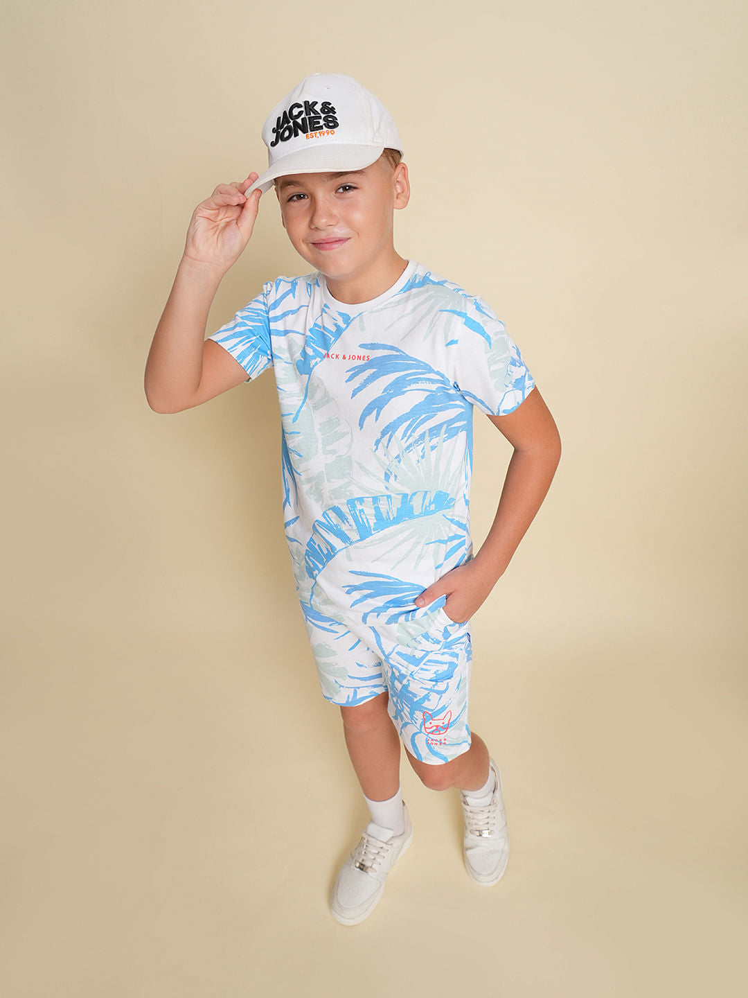 Boys Blue Tropical Print Co-ord Set T-Shirt