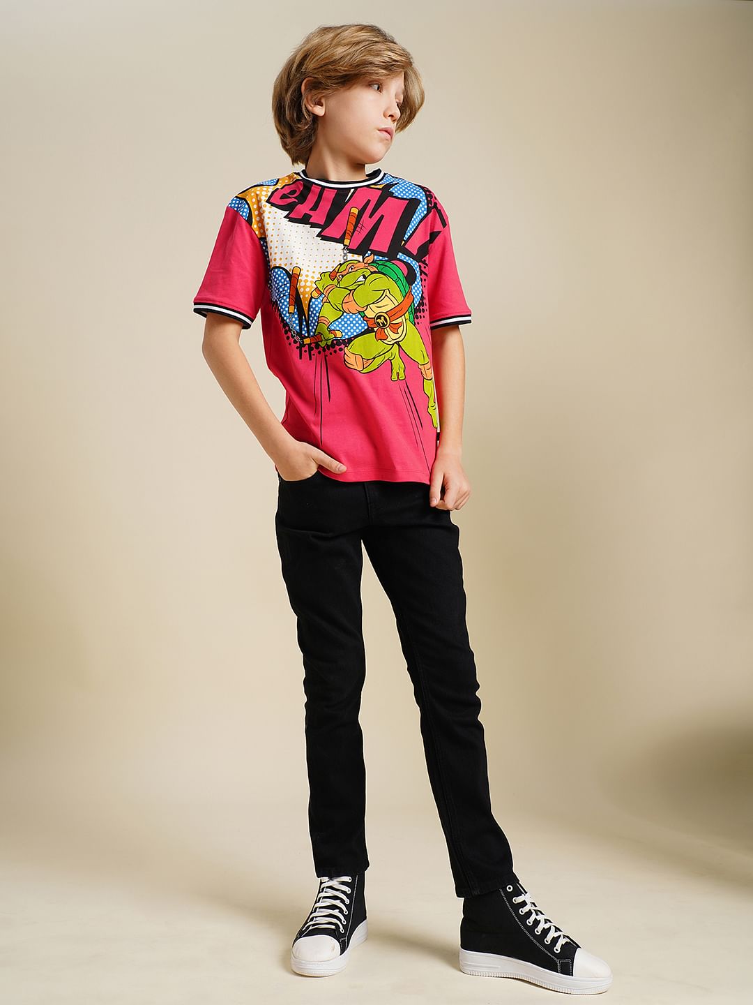 Boys Red Ninja Turtles Print T-shirt