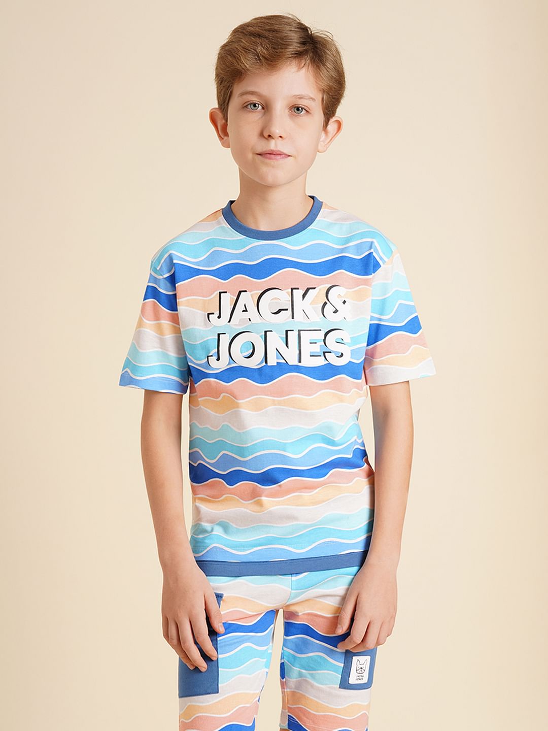 Boys Blue Printed Co-ord Set T-shirt