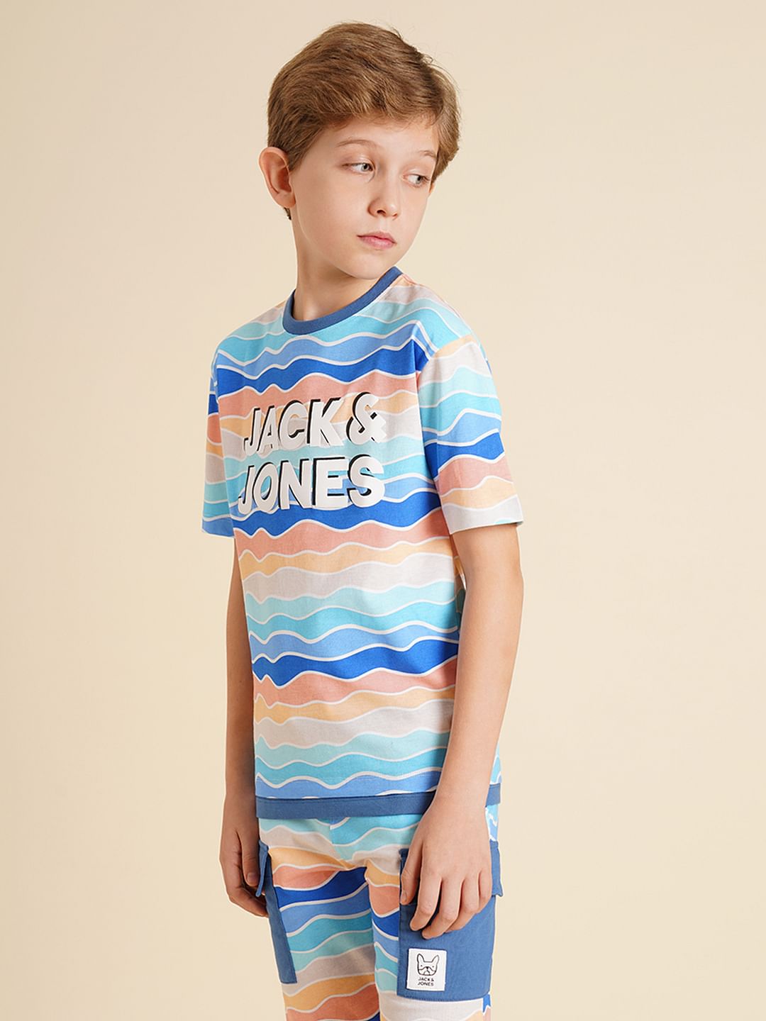 Boys Blue Printed Co-ord Set T-shirt
