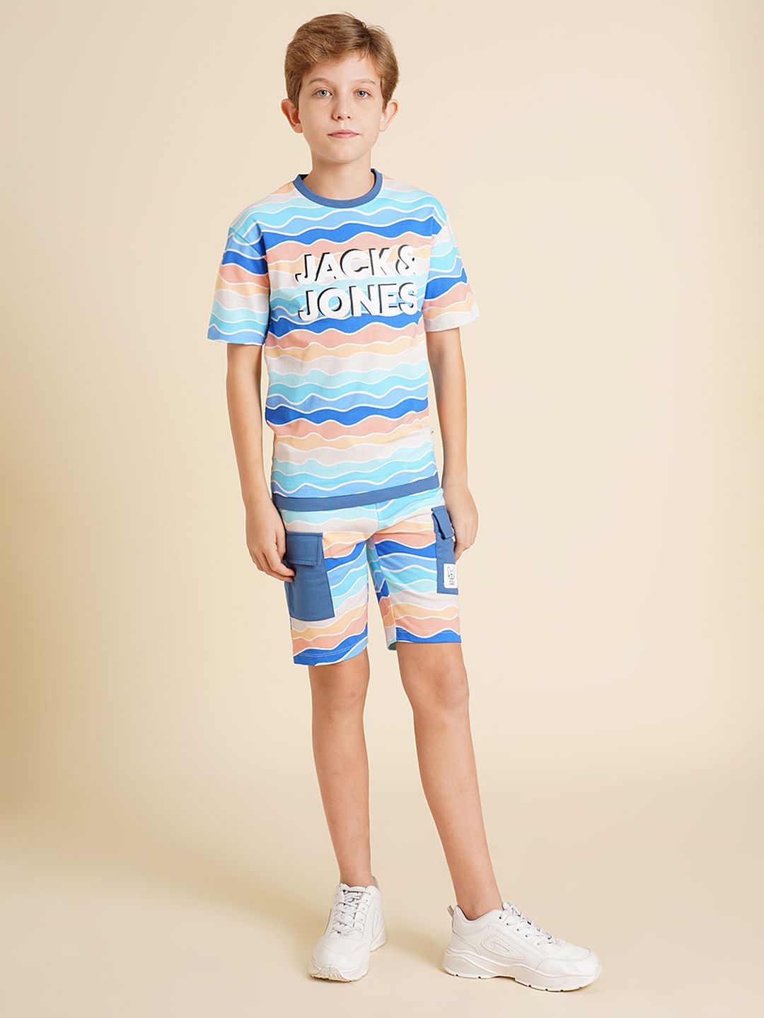Boys Blue Printed Co-ord Set T-shirt