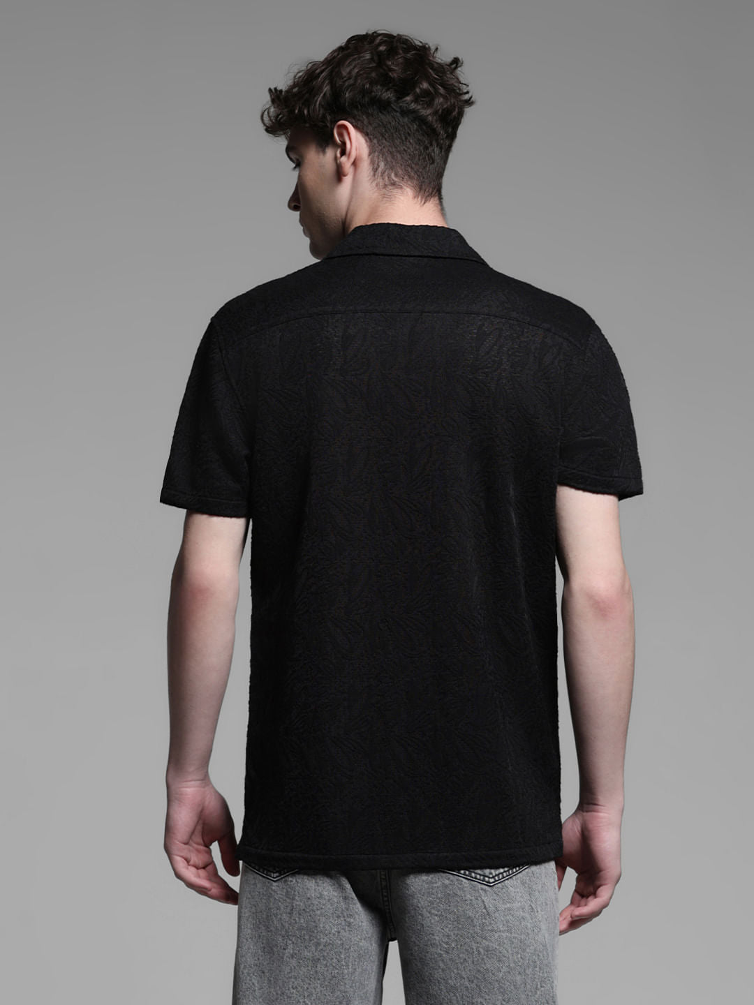 BLACK RESORT COLLAR SHIRT