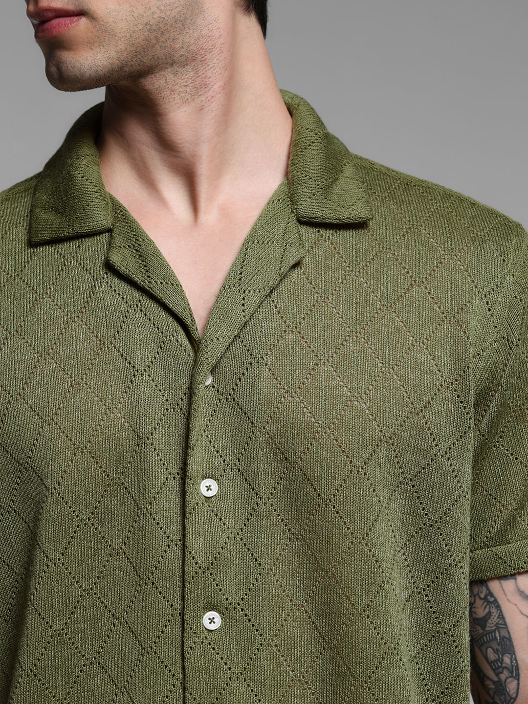 Green Resort Collar Shirt