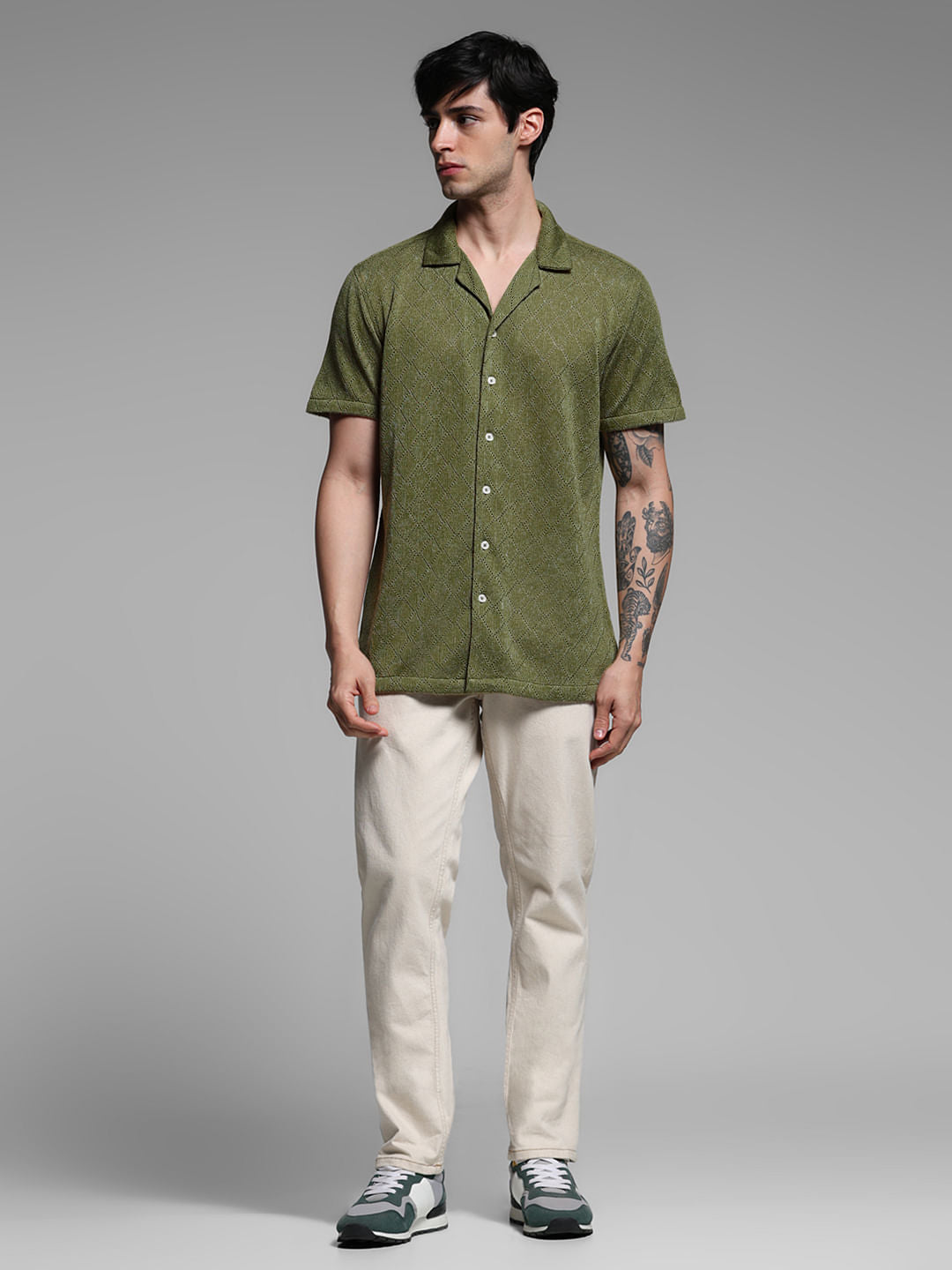 Green Resort Collar Shirt