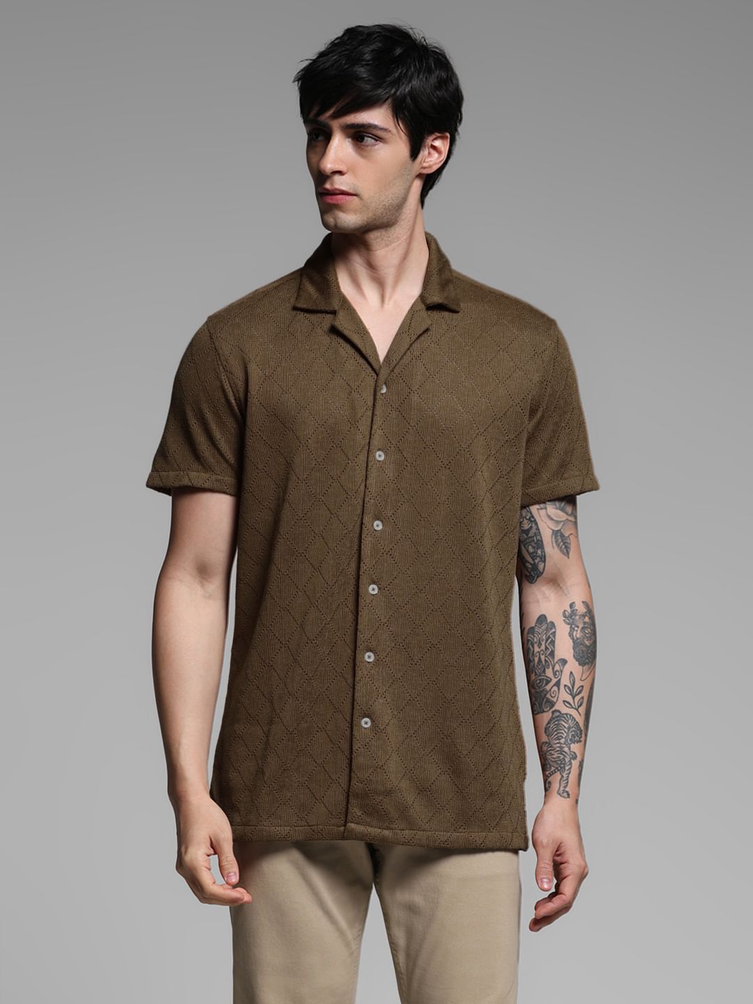 Dark Brown Resort Collar Shirt