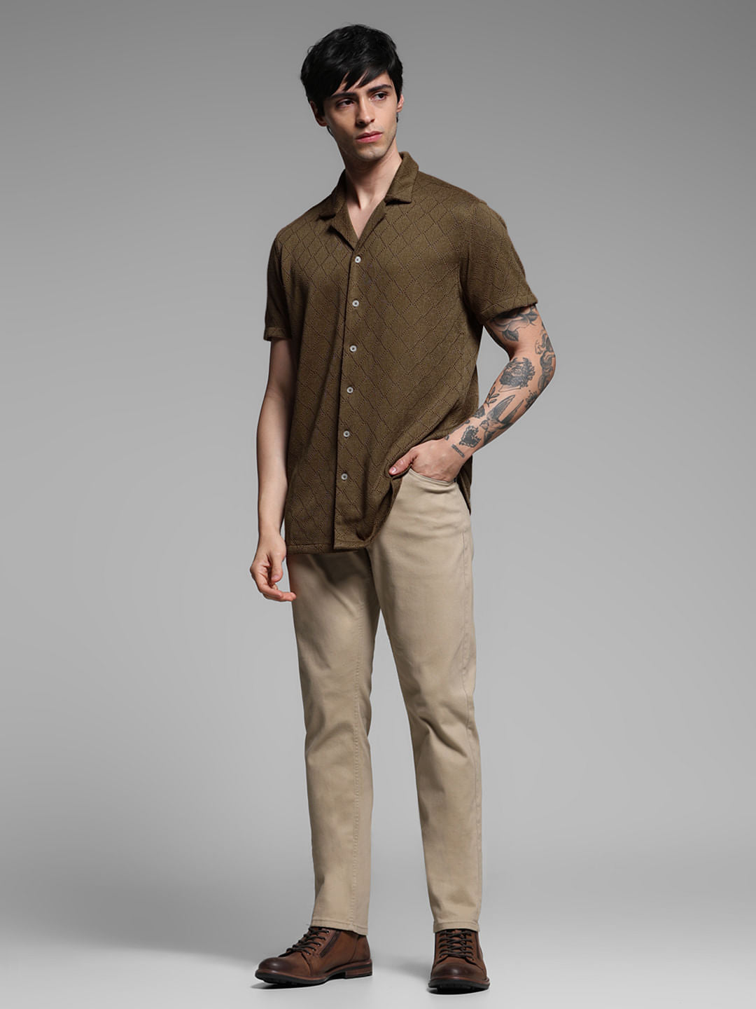 Dark Brown Resort Collar Shirt