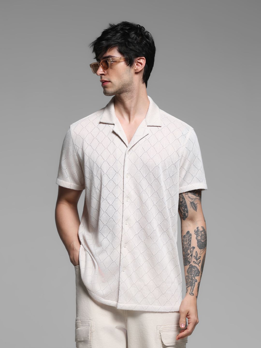 Light Brown Resort Collar Shirt