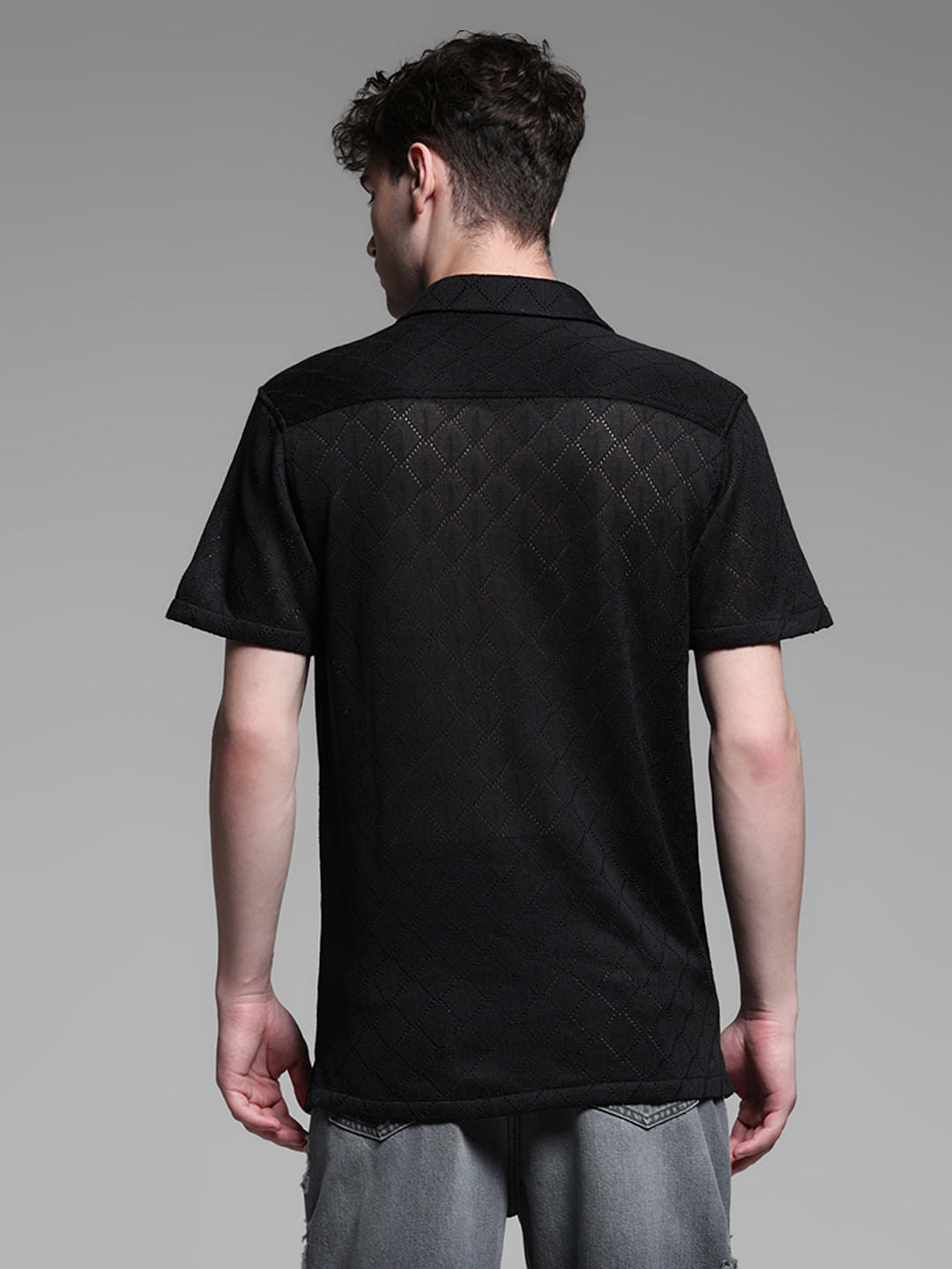 BLACK RESORT COLLAR SHIRT