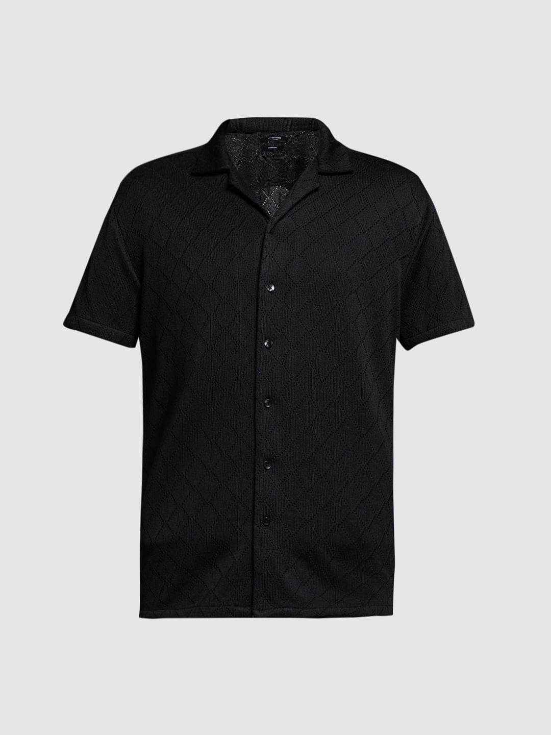 BLACK RESORT COLLAR SHIRT
