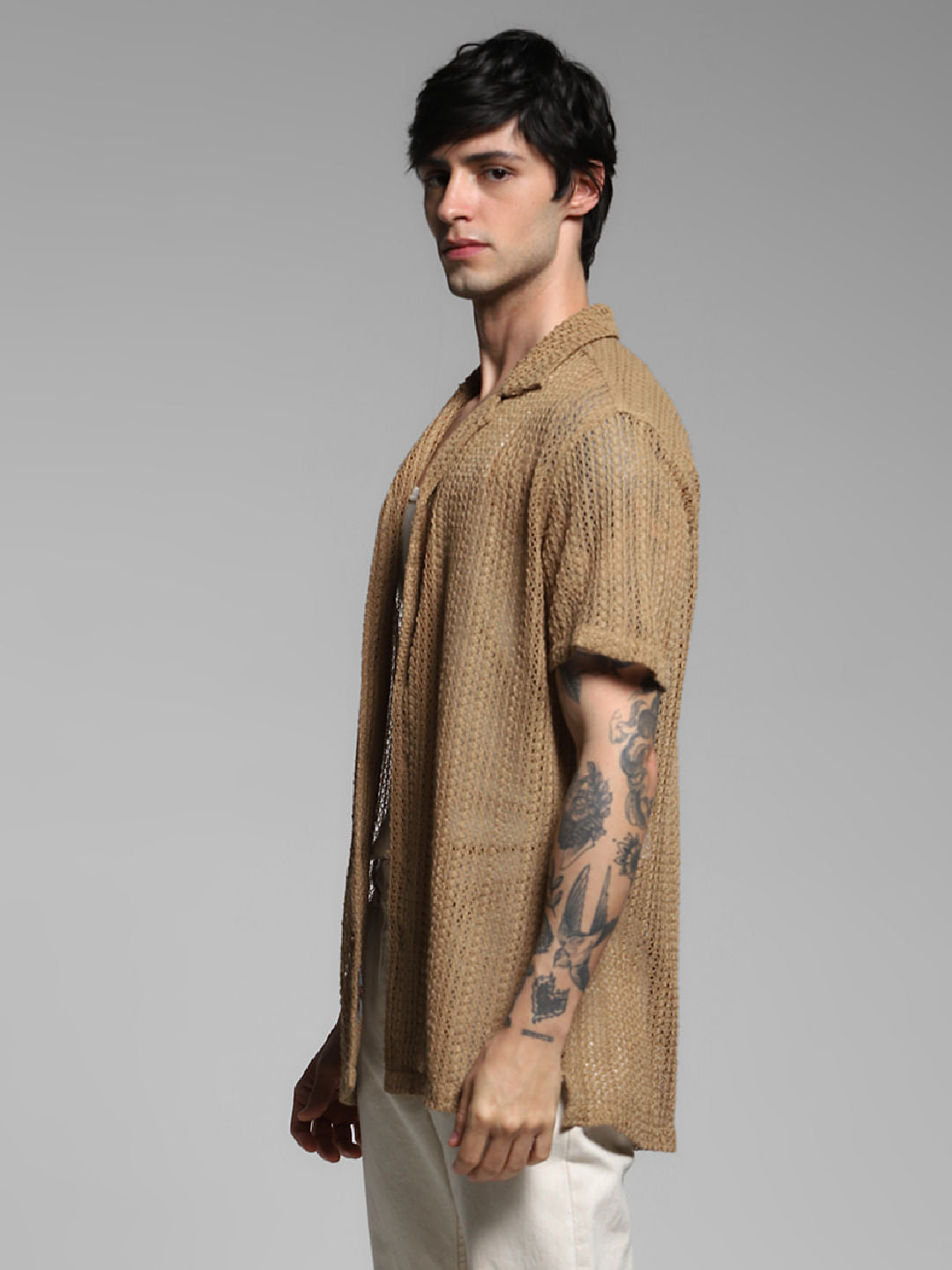 Brown Sheer Overshirt