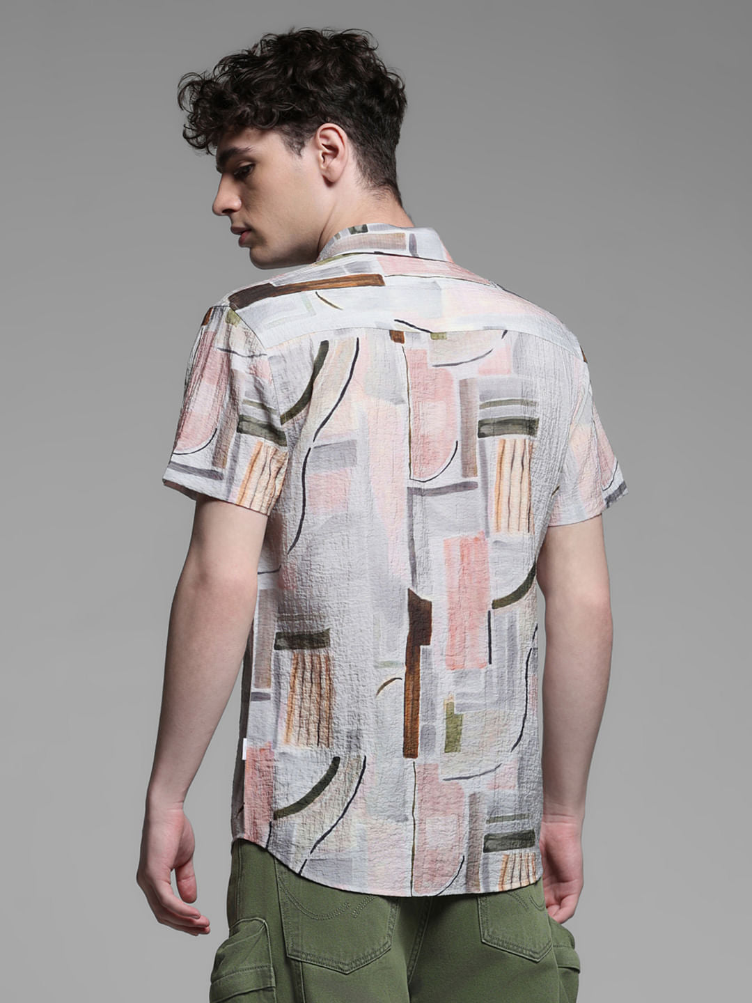 GREY ABSTRACT PRINT SHIRT