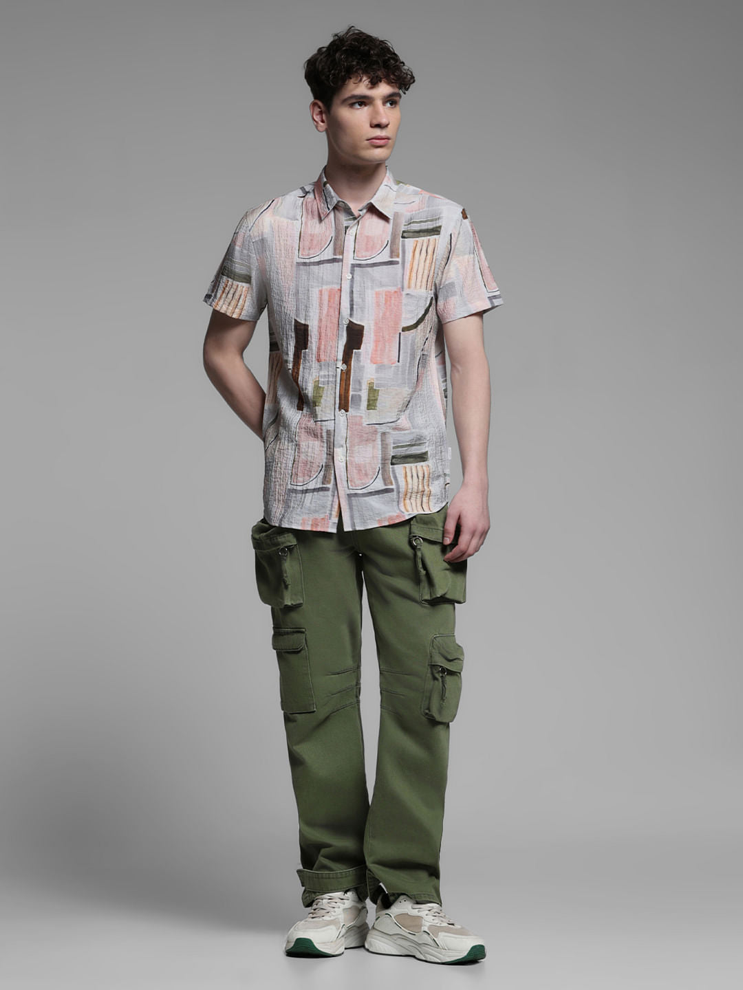 GREY ABSTRACT PRINT SHIRT