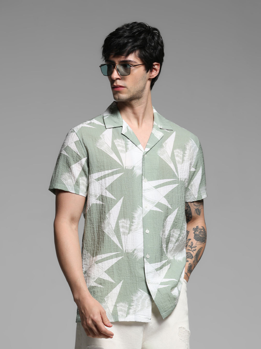 Green Printed Lyocell Shirt