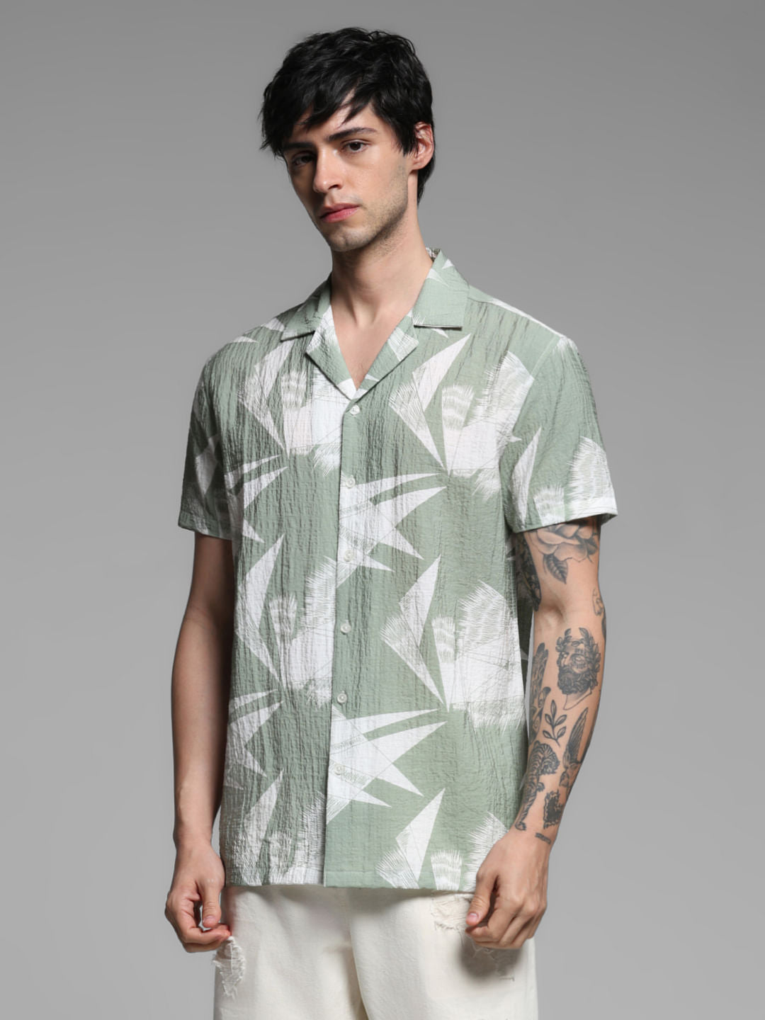 Green Printed Lyocell Shirt