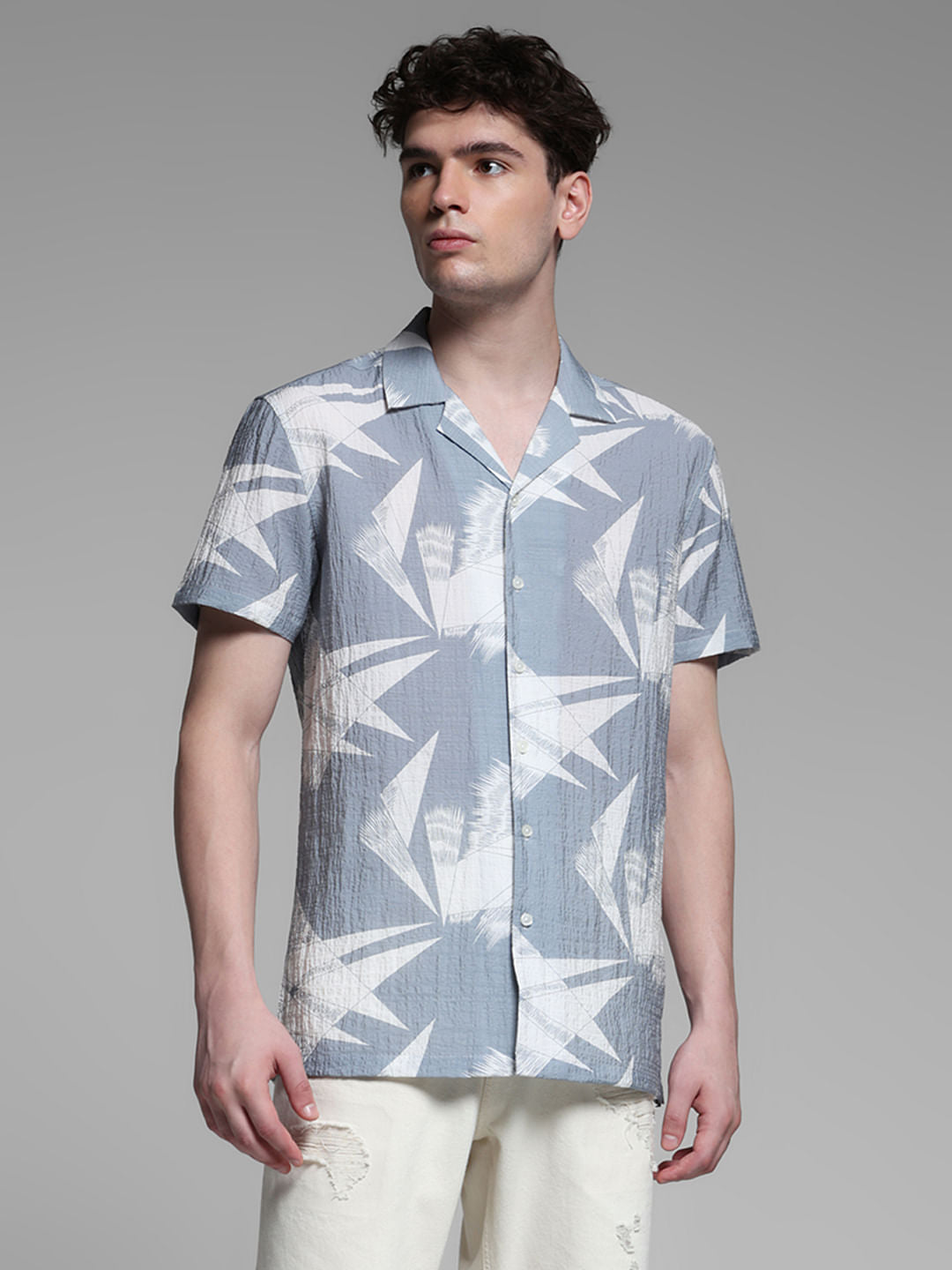 GREY LYOCELL PRINTED SHIRT