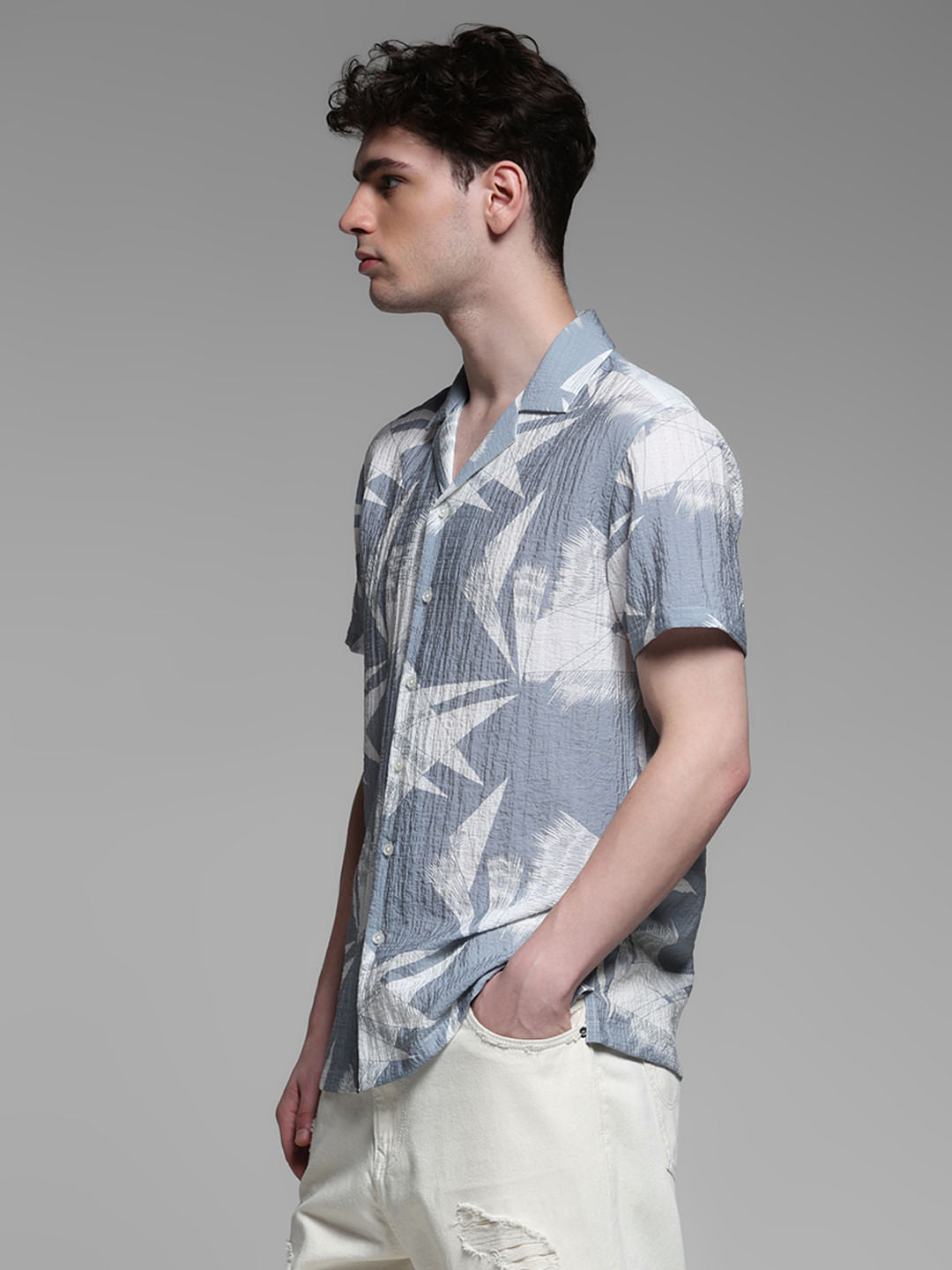 GREY LYOCELL PRINTED SHIRT