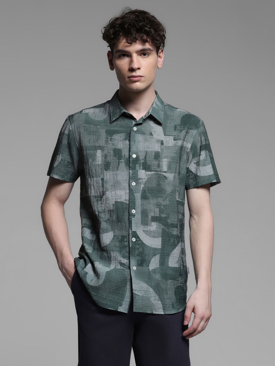 GREEN ABSTRACT PRINT SHIRT