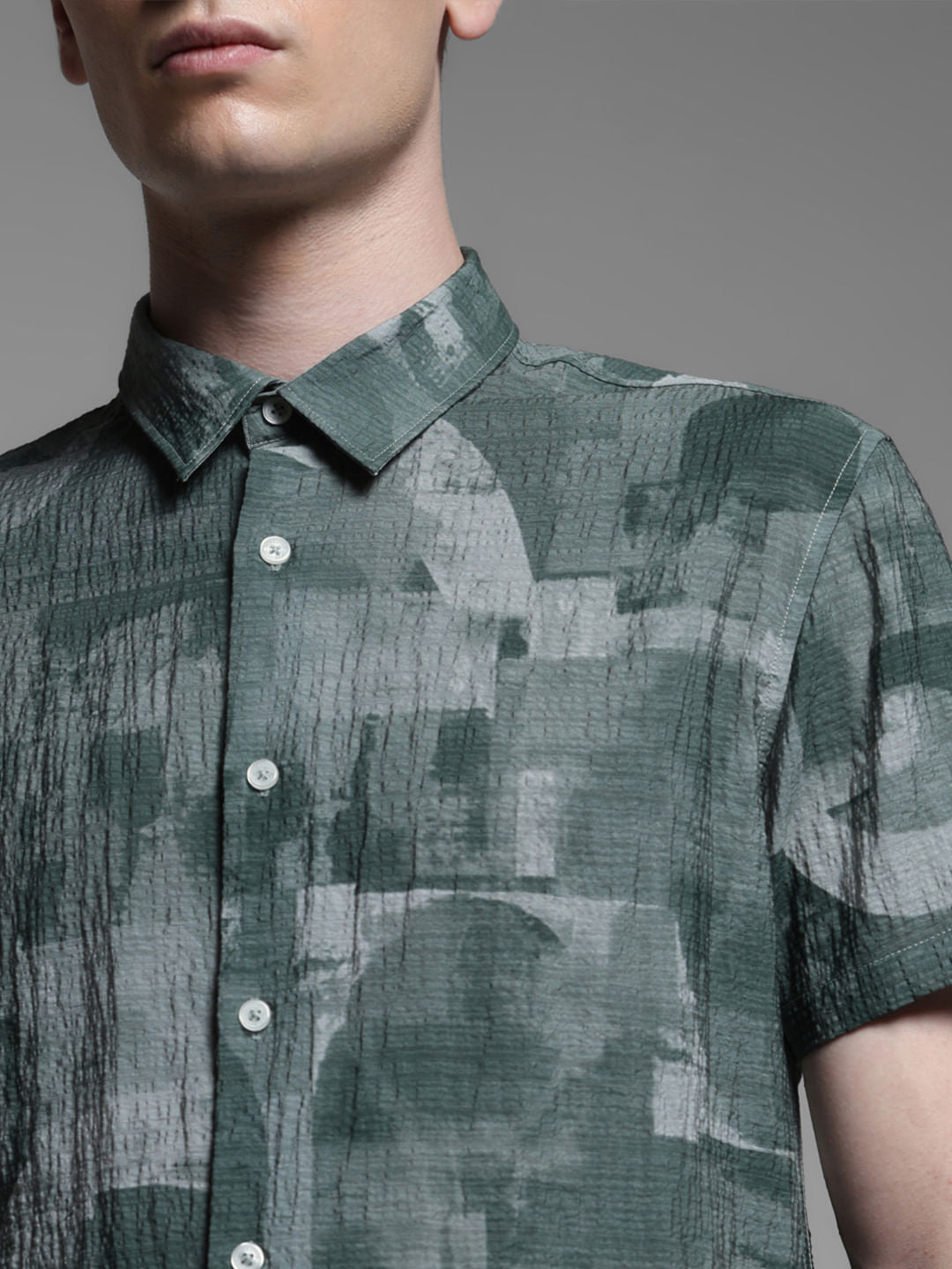 GREEN ABSTRACT PRINT SHIRT