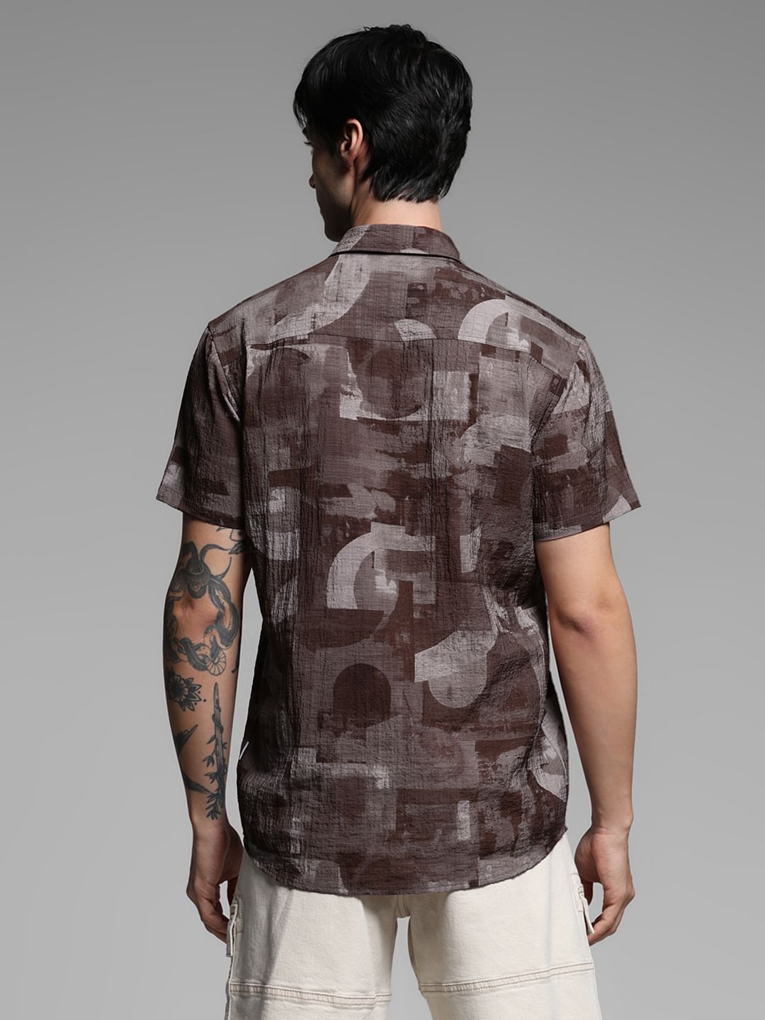 Brown Printed Lyocell Shirt