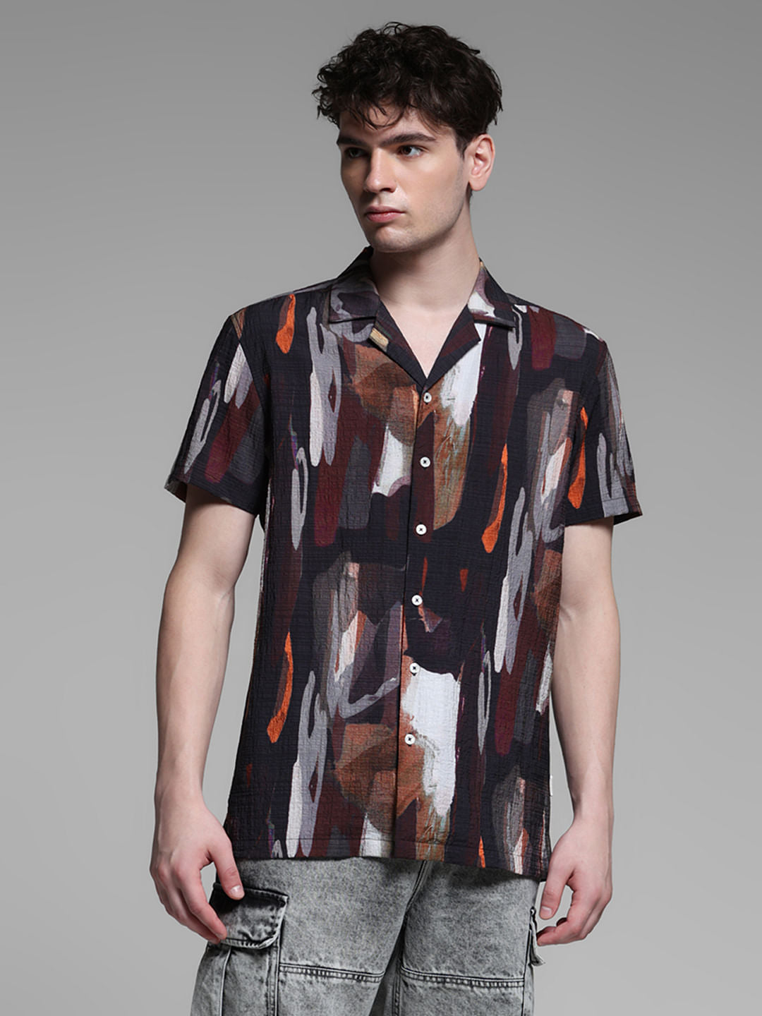 BLACK ABSTRACT PRINT SHIRT