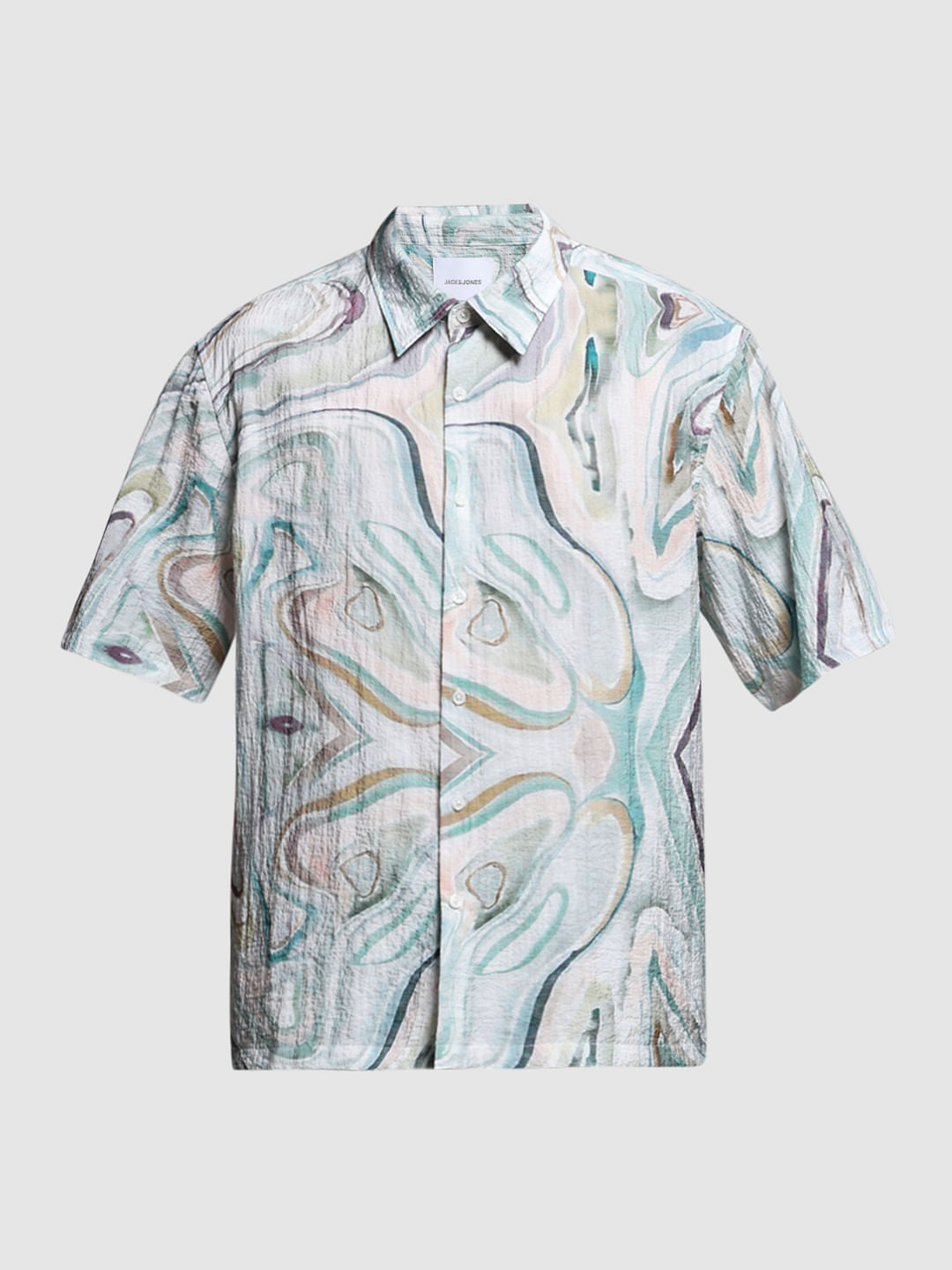 Light Green Printed Lyocell Oversized Shirt