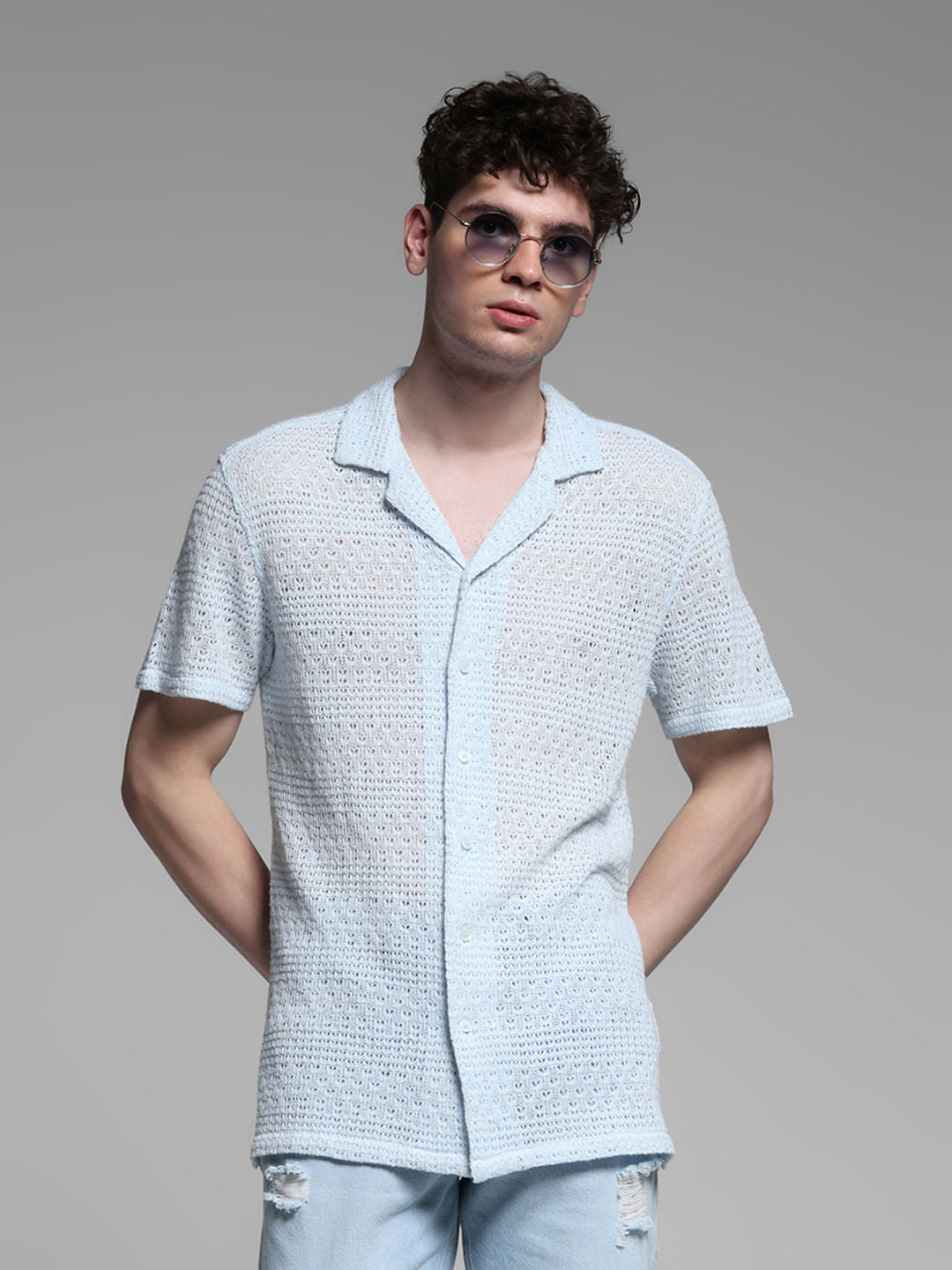 BLUE RESORT COLLAR SHIRT