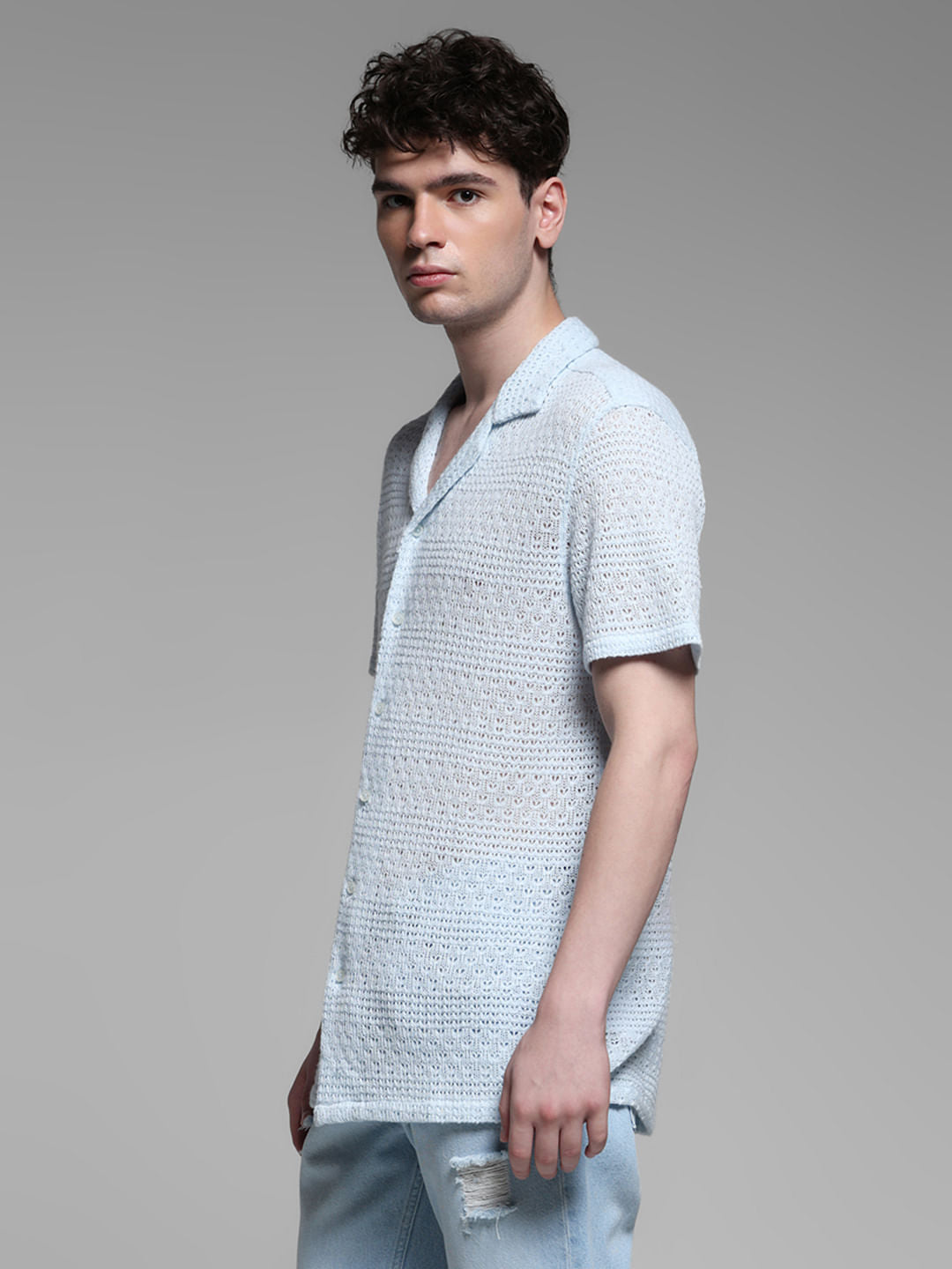 BLUE RESORT COLLAR SHIRT