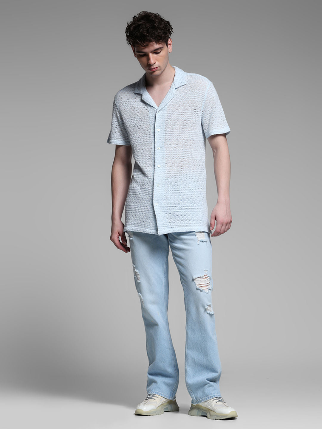 BLUE RESORT COLLAR SHIRT
