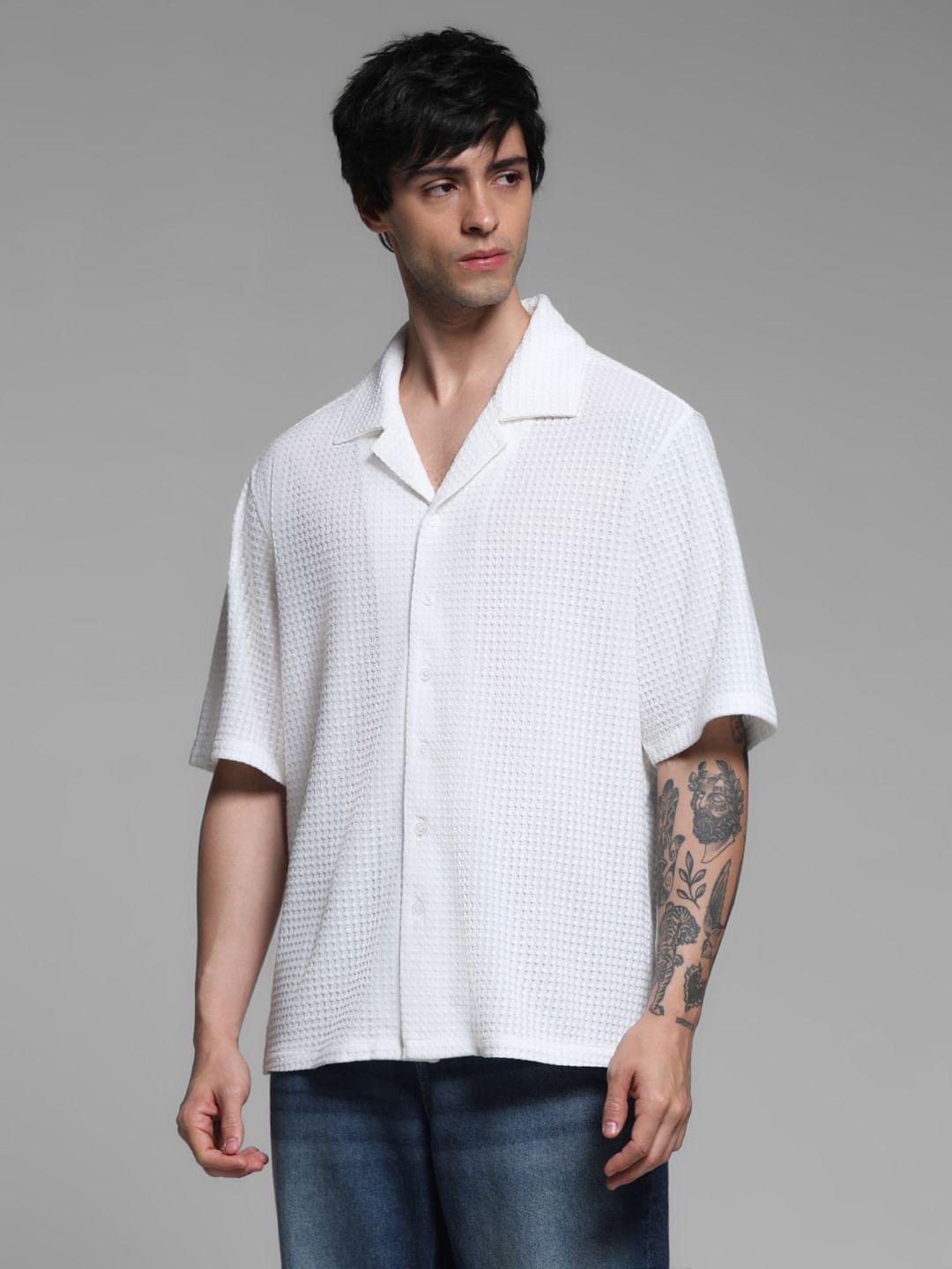 White Oversized Short Sleeves Shirt