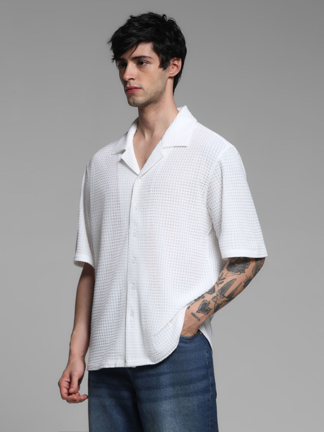 White Oversized Short Sleeves Shirt