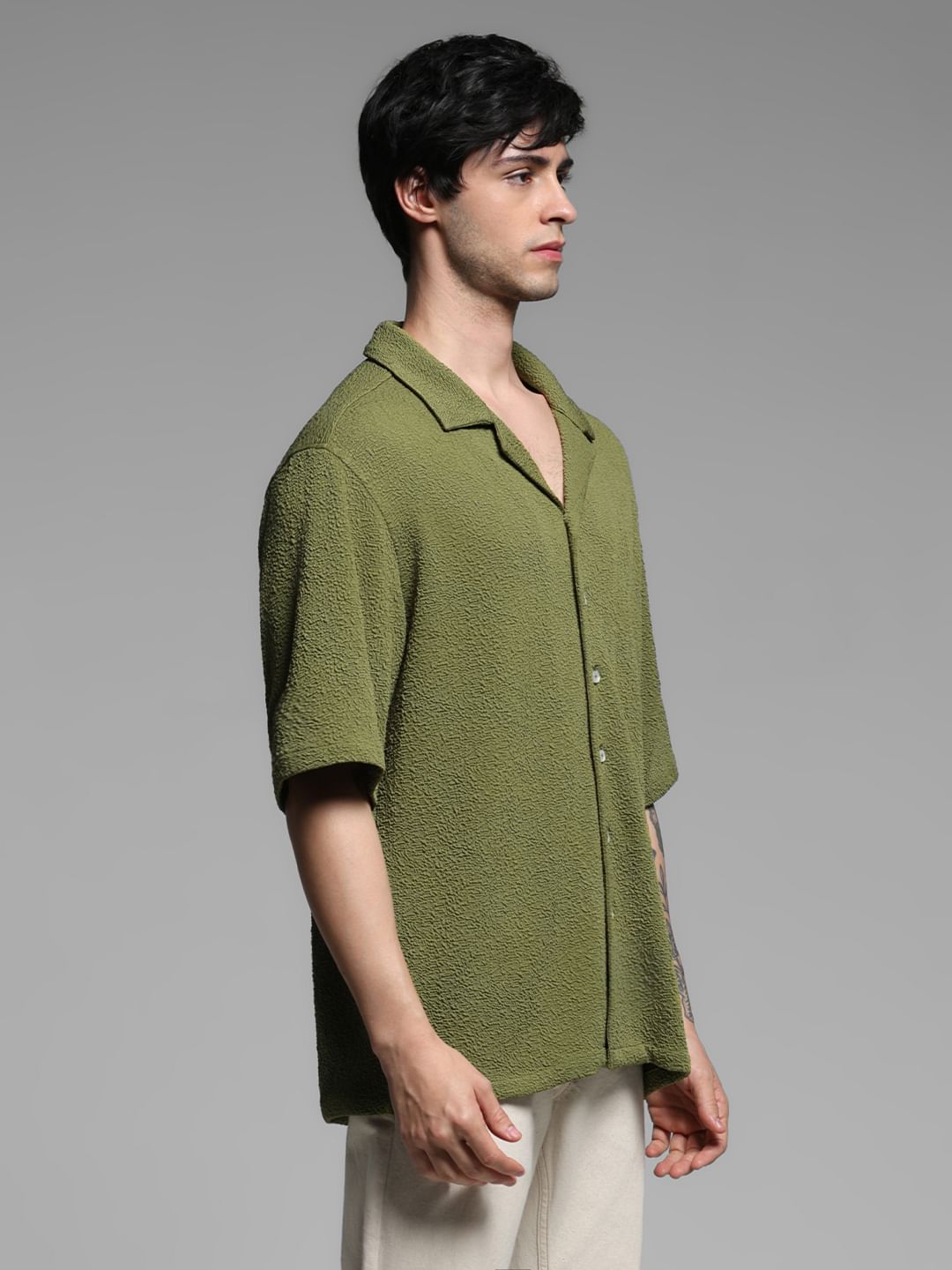 Olive Green Short Sleeves Shirt