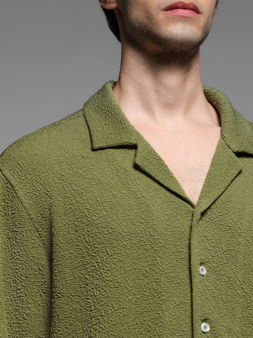 Olive Green Short Sleeves Shirt