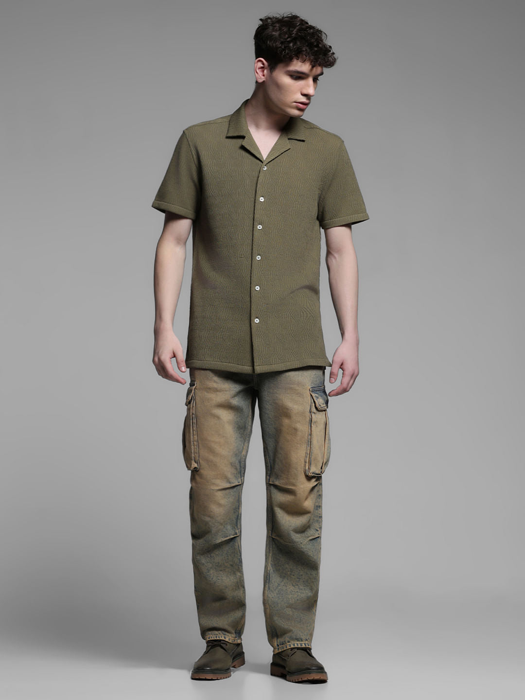 GREEN RESORT COLLAR SHIRT