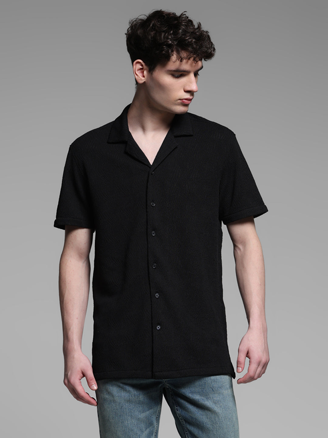 Black Resort Collar Shirt