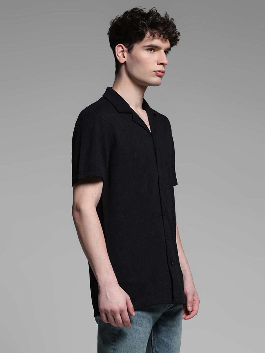 Black Resort Collar Shirt