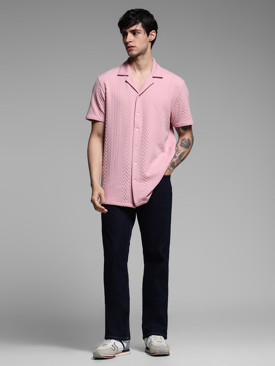 Lilac Textured Short Sleeves Shirt