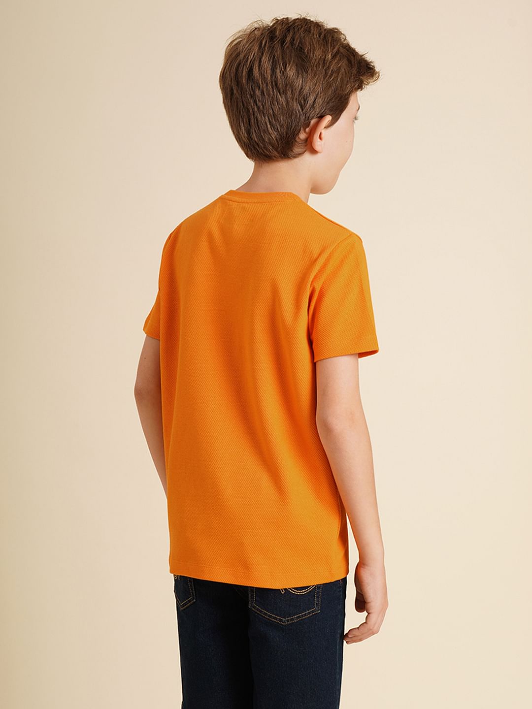 Boys Orange Logo Print T-shirt