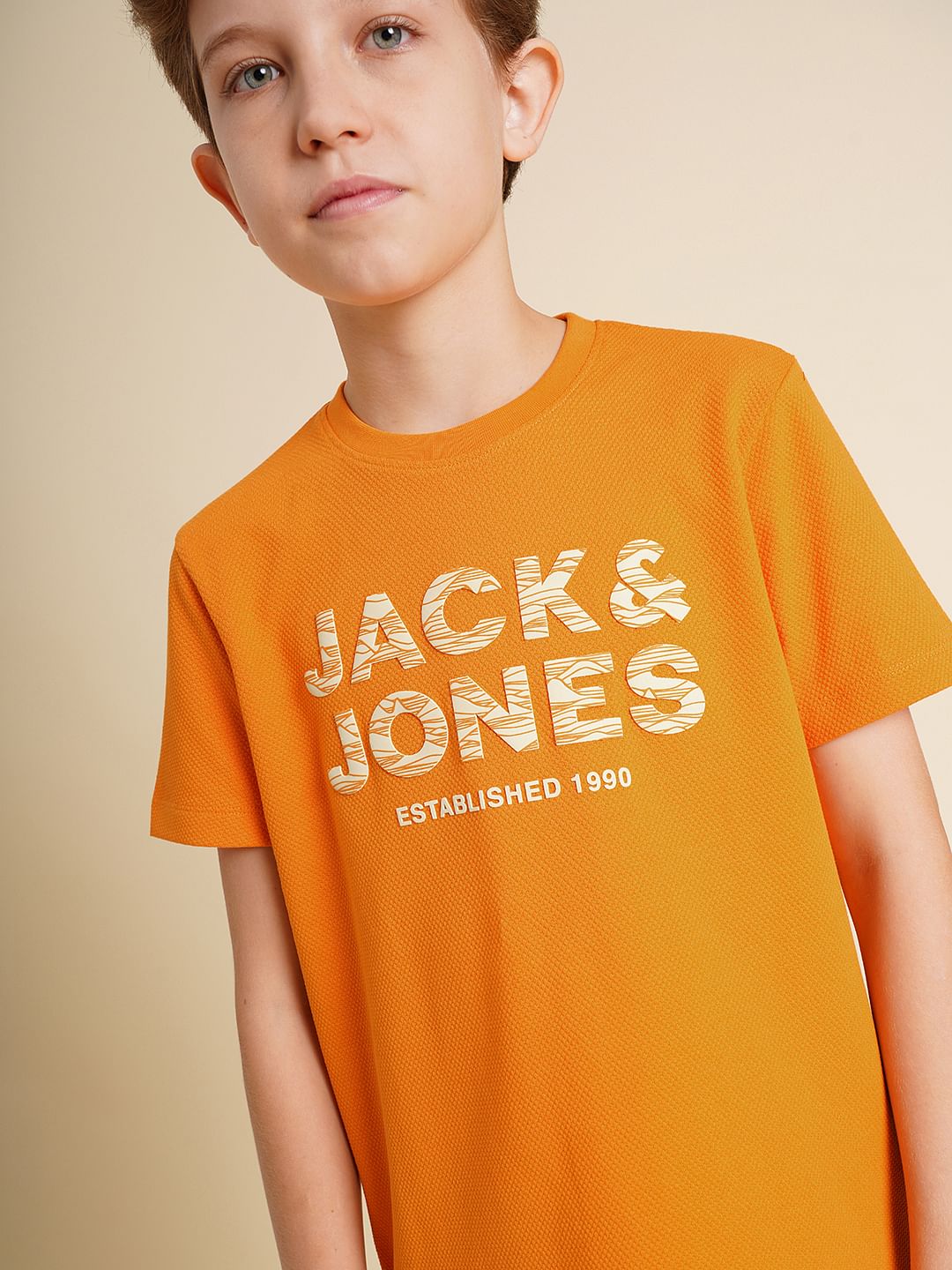 Boys Orange Logo Print T-shirt