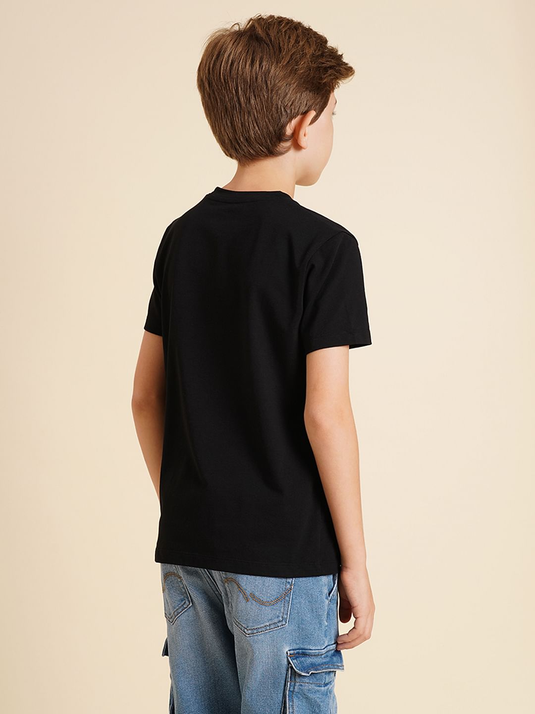 Boys Black Foil Logo Print T-shirt