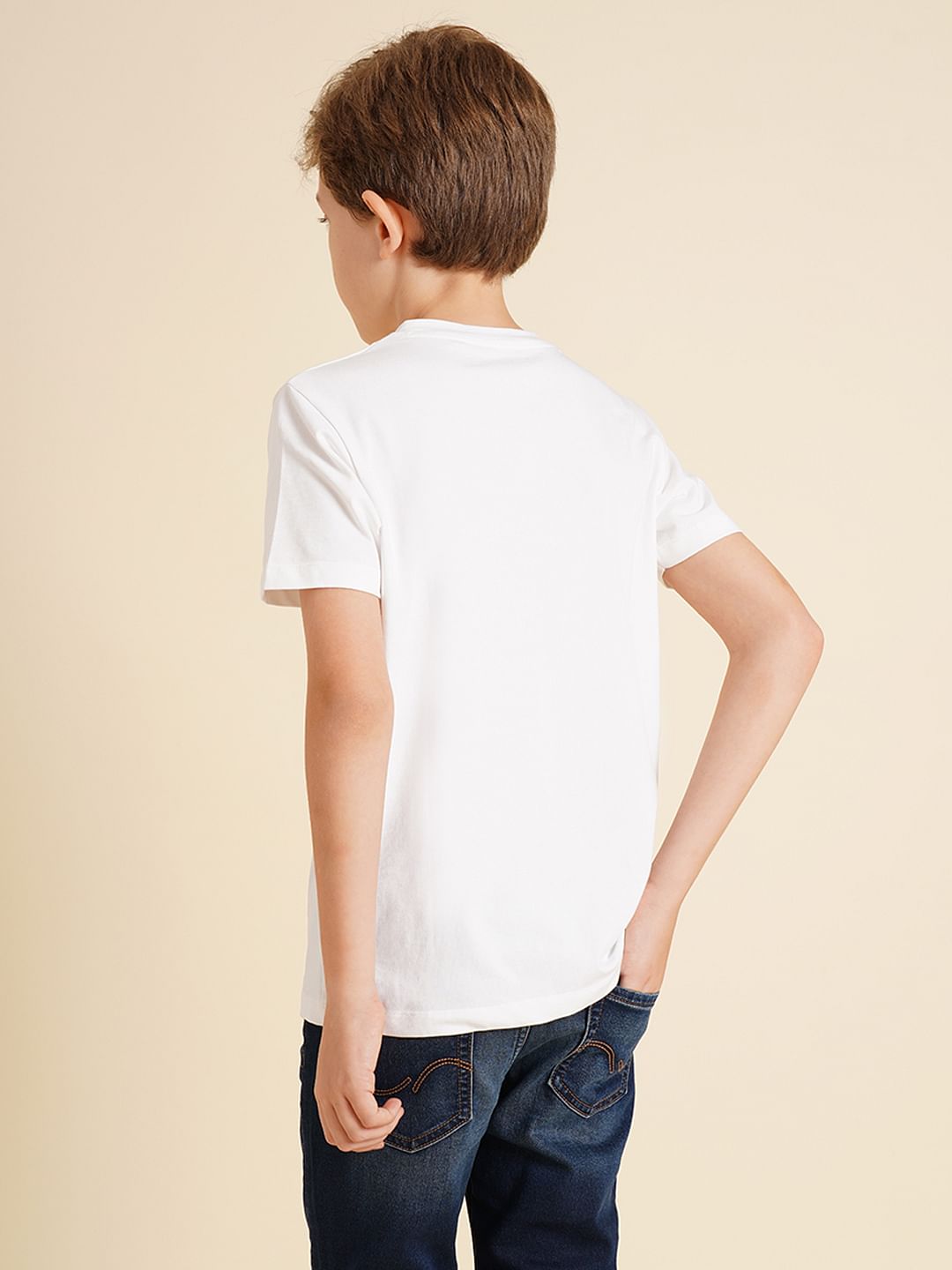 Boys White Foil Logo Print T-shirt