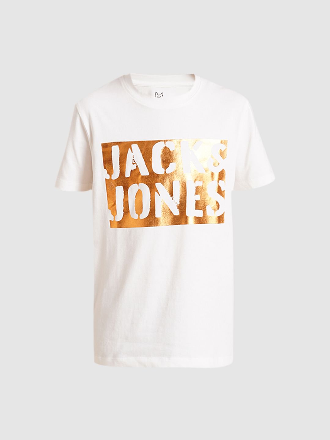 Boys White Foil Logo Print T-shirt